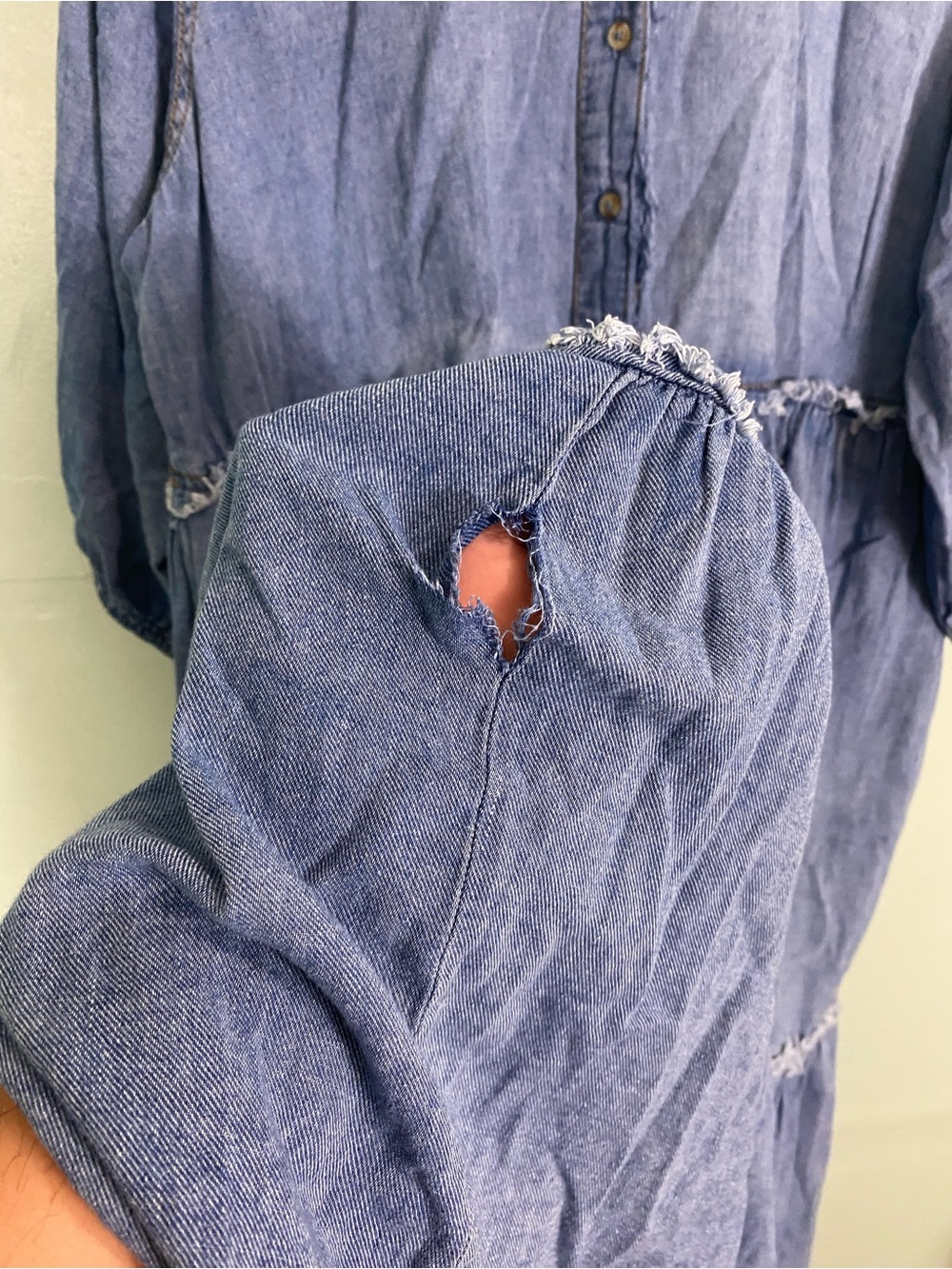 Anthropologie Bettina Tiered denim dress size 2X FLAWED FLAWED - Picture 3 of 5